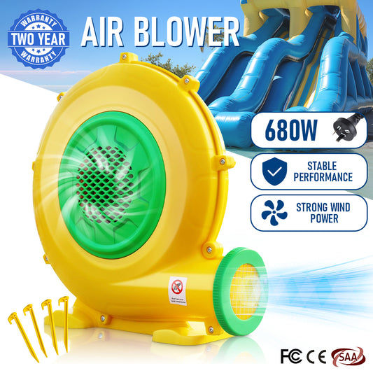 680W Air Blower 240V Commercial AU | SAA/CE Certified for Jumping Castles/Water Slides | 50dB Low Noise Salt-Resistant Housing