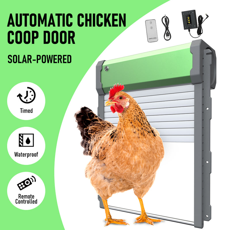 Solar Automatic Chicken Coop Door Opener Timer Auto Light Sensor Remote Control with One Year Warranty