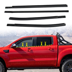 Outer Door Weather Window Rubber Seals Fit for Ford Ranger 2019-2023 Series Moulding Trim Strips Car Modification Accessories Black 4Pcs