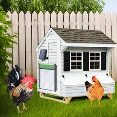 Solar Powere Automatic Chicken Coop Door Waterproof Cage Closer Opener Anti-Pinch with Timer Auto Light Sensor and Remote Control One Year Warranty