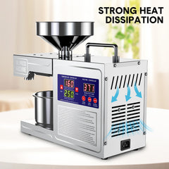 Intelligent Automatic 820W Oil Press Machine Oil Extraction Stainless Steel Oil Expeller Hot and Warm Oil Pressing Direct Current Machine Commercial Home