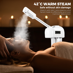 3IN1 Professional Facial Steamer Humidifier Ozone Spa Salon Adjustable Height with LCD Display and Timer Rolling Wheels For Beauty Skin Facial Clean