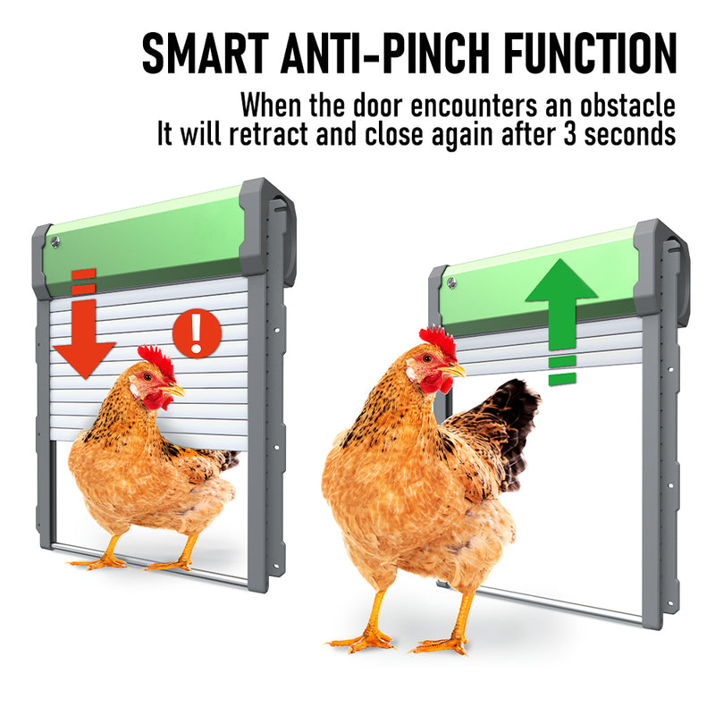 Solar Automatic Chicken Coop Door Opener Timer Auto Light Sensor Remote Control with One Year Warranty