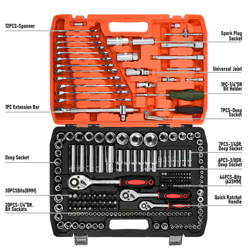 216pcs Tool Set Auto Repair Tool Set Mechanics Tool Set Screwdriver Bit Wrench Tool