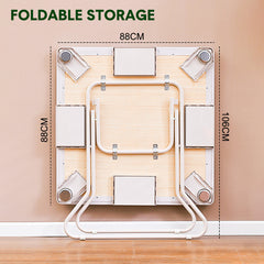 88cm Square Folding Mahjong Card Table with Felt Green Surface Tabletop and Cup Holders Drawers Portable Foldable Game Table for 4 Players Green