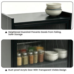 Multi-tier Kitchen Shelf Steel 360 Rolling Appliances Storage Rack Microwave Stand with 2 Removable Mesh Baskets and Top Flip-door Cabinet 80x32x125cm