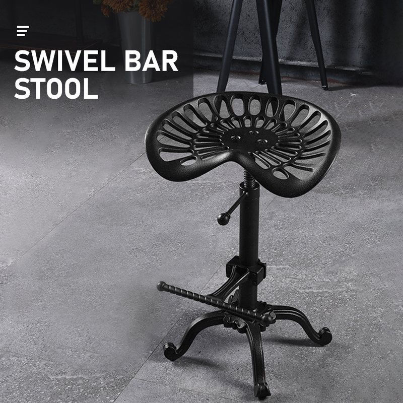 Adjustable Bar Stool Kitchen Swivel Counter Barstool Dinning Chair Hip Curve Design Tractor Seat Stool Cast Iron 56-74cm for Dinning Cafe Outdoor Indoor