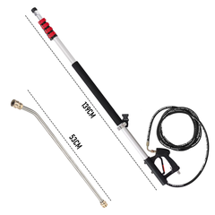 6m Telescoping Pressure Washer Wand Max 4000PSI Length Extendable and Adjustable with Support Belt Spray Wand and 5 Spray Nozzles for High Reach Roof Fence