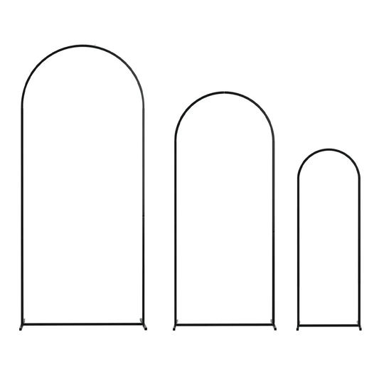 Metal Arch Backdrop Black Stand Wedding Arch Stand Set of 3 (6FT/5FT/4FT) Square Arched Frame for Outdoor Birthday Party Ceremony