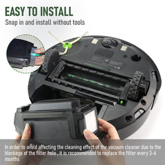 Vacuum Parts Kit Replacement Parts for iRobot Roomba i7 i7 Plus i8 j7 i4 i3 E5 E6 E7 Include 4 Roller Brushes 6 Filters 6 Side Brushes 8 Dust Bags
