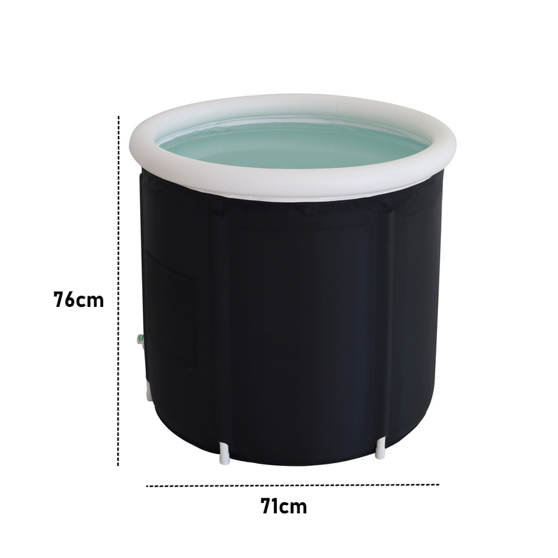 Large Ice Bath Tub Outdoor-200L Portable Bathtub Athletes, Cold Water Therapy Tub for Recovery, Cold Plunge Tub Ice Barrel Black-76cmX71cm