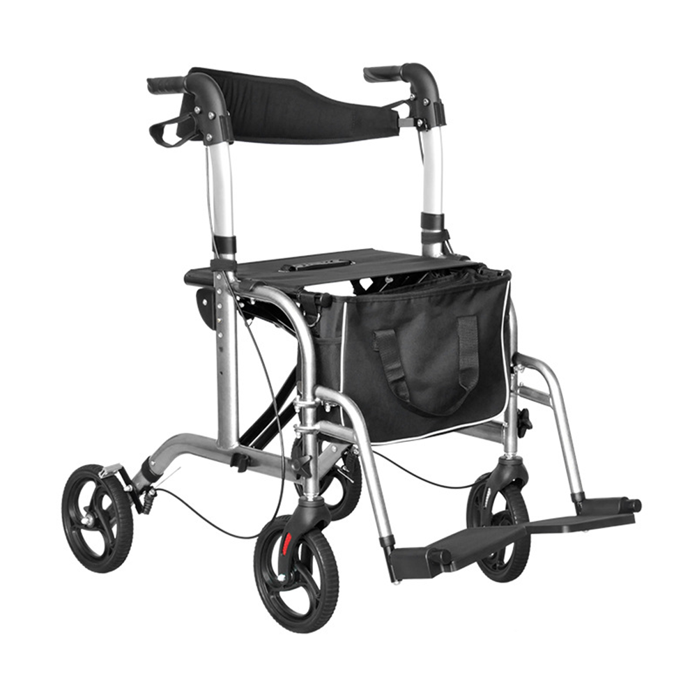 2in1 Wheelchair Walking Frame Rollator Mobility Walker Aid Wheels
