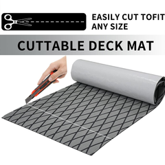 Adhesive Marine Decking EVA Foam Boat Flooring Teak Non-slip Mat Cuttable Deck Mat for Motorboat RV Yacht Kayak Surfboard 190cmx70cm Rhombus Grey