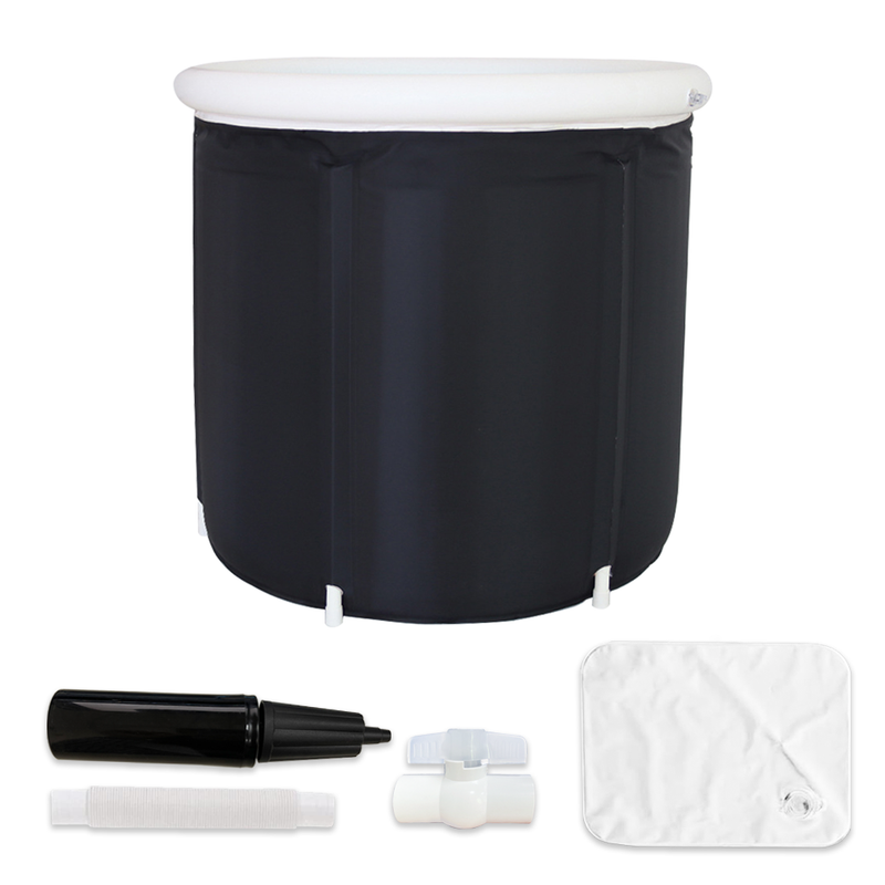 Large Ice Bath Tub Outdoor-200L Portable Bathtub Athletes, Cold Water Therapy Tub for Recovery, Cold Plunge Tub Ice Barrel Black-76cmX71cm