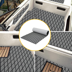 Adhesive Marine Decking EVA Foam Boat Flooring Teak Non-slip Mat Cuttable Deck Mat for Motorboat RV Yacht Kayak Surfboard 190cmx70cm Rhombus Grey