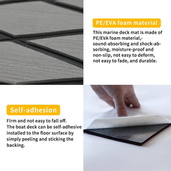 Adhesive Marine Decking EVA Foam Boat Flooring Teak Non-slip Mat Cuttable Deck Mat for Motorboat RV Yacht Kayak Surfboard 190cmx70cm Rhombus Grey