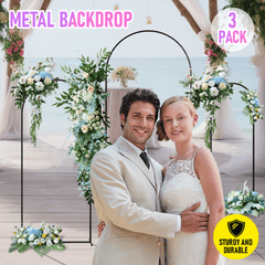 Metal Arch Backdrop Black Stand Wedding Arch Stand Set of 3 (6FT/5FT/4FT) Square Arched Frame for Outdoor Birthday Party Ceremony