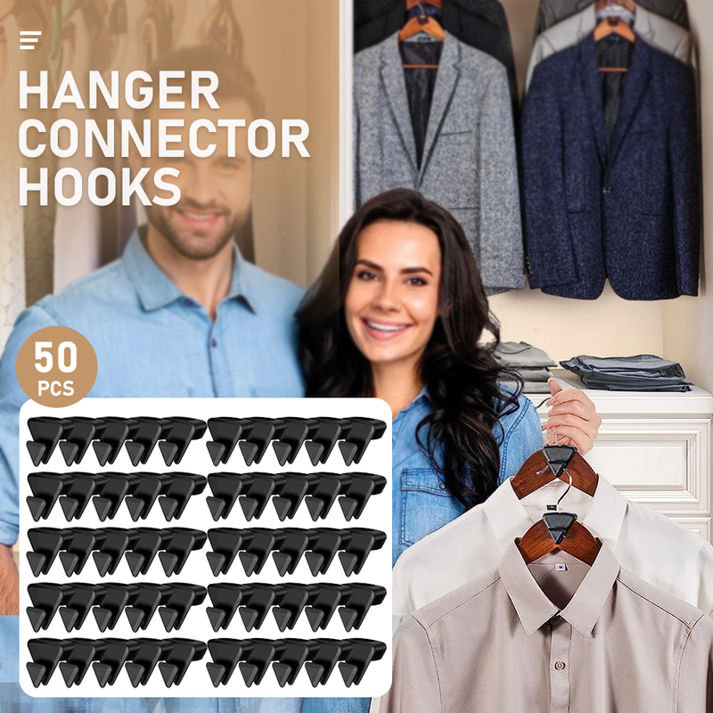 50PCS Triangles Clothes Hanger Connector Hooks Triple Closet Space