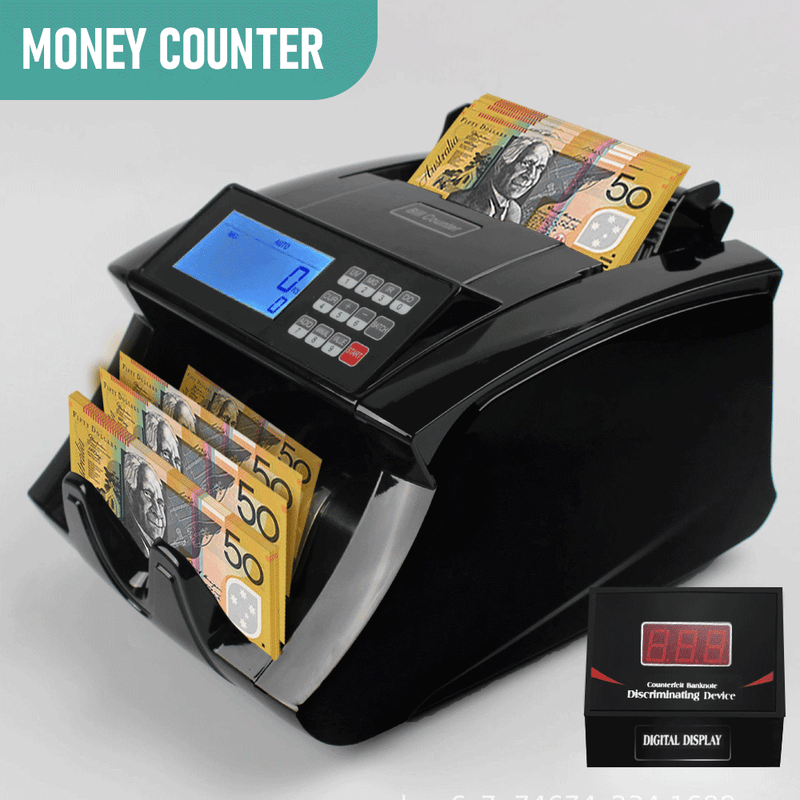Automatic Money Counter Bill Counter High Speed Cash Bill Counting with UV MG IR Counterfeit Detection and Large Digital Display for Australia Banknotes