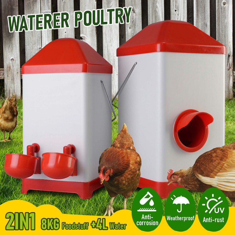 Automatic Chicken Bird Feeder and Water Dispenser - 4L Poultry Food Drinker