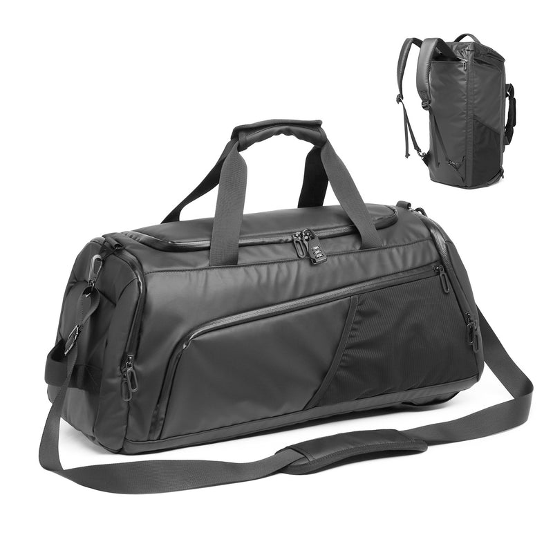 Gym Duffle Bag Waterproof Sports Weekender Bag for Men Women Travel Overnight Bag with Shoes Compartment Large Capacity Black