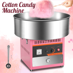Alston 1000W Commercial Electric Cotton Candy Machine Sugar Fairy Floss Maker For Family Party with Stainless Steel Bowl Storage Drawer Pink Color