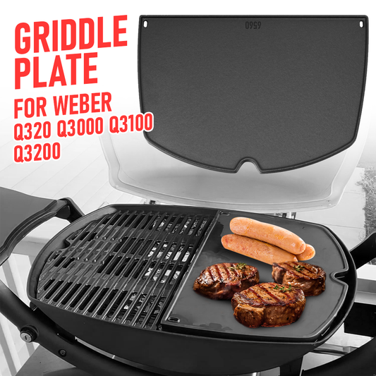 Cast Iron BBQ Half Griddle Plate Replacement Part f For Weber Family Q320 Q3000 Q3100 Q3200 Series Grills Non-stick Cooking Pan 45.5x32cm