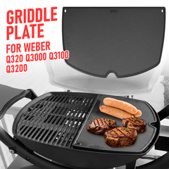 Cast Iron BBQ Half Griddle Plate Replacement Part For Weber Family Q320 Q3000 Q3100 Q3200 Series Grills Non-stick Cooking Pan 45.5x32cm