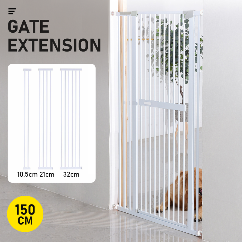 Extra Tall 150cm Baby Pet Security Gate Safety Gate Easy Fit Fence Two Way Opening No Drill Needed Extension Part Width of 10.5cm/21cm/32cm Optional