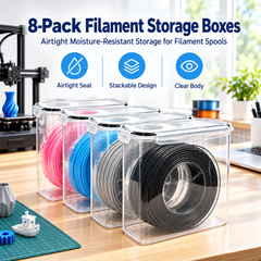 8 Pack Filament Storage Box Stackable Airtight Moisture Resistant Containers with Labels for PLA PETG TPU Spools Protection Portable Filaments Dryer