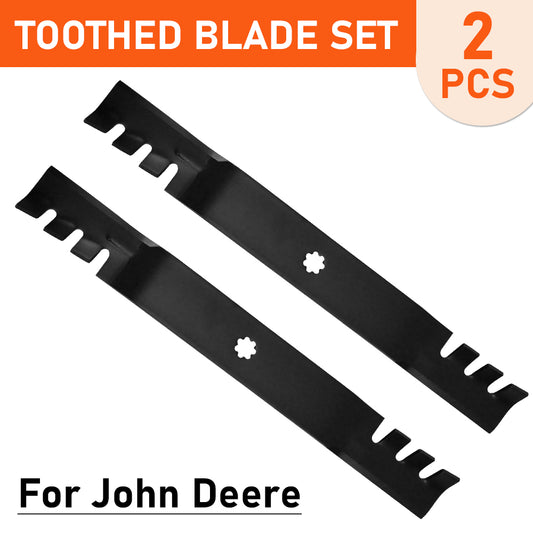 2pcs Replacement Lawn Mower Toothed Blades Aluminum Alloy Set Fits For John Deere Using 7 Point Star Centre Mower Accessories
