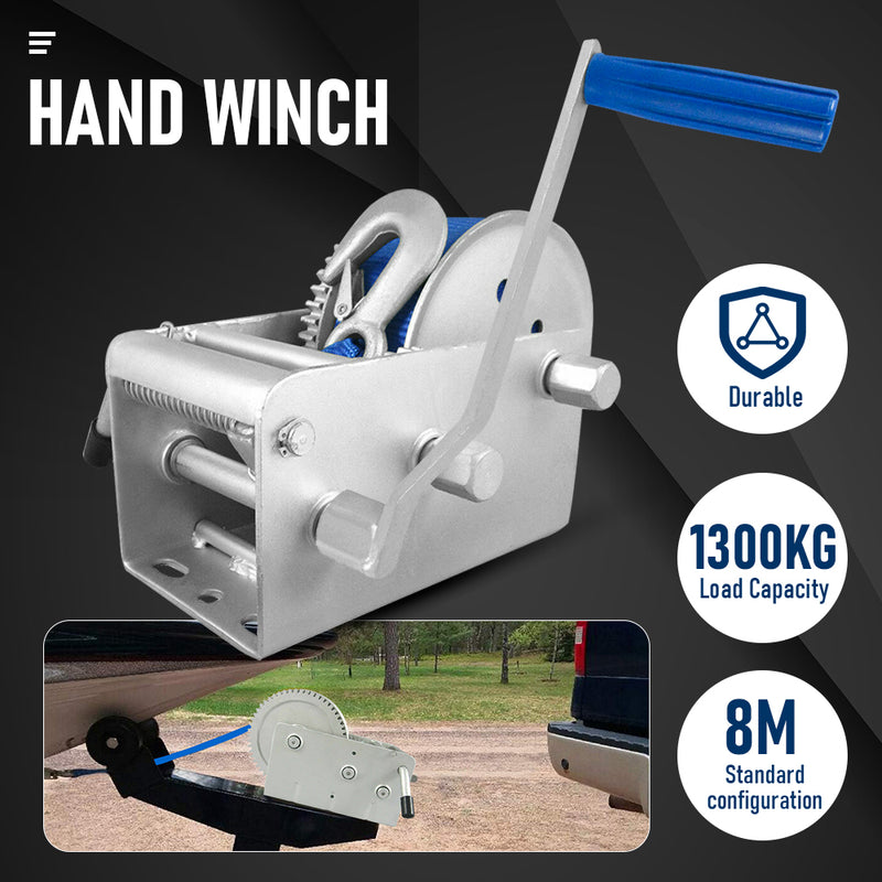 2000kg Hand Winch 3-Speed Heavy Duty with Webbing Powerful Performance