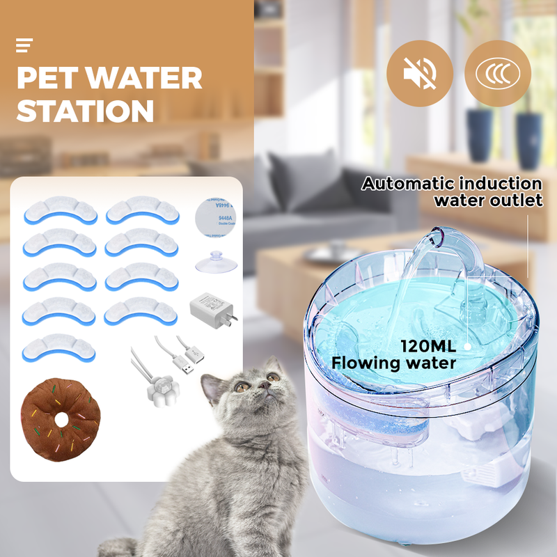 Pet Water Fountain Cat Dog Drinking Dispenser Filter Sensor
