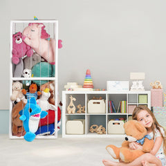 Stuffed Animal Storage Plush Toy Storage Vertical Corner Toys Display Holder Easy Accessible with Elastic Cord for Nursery Kids Room Bedroom Organization