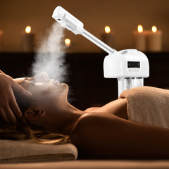 3IN1 Professional Facial Steamer Humidifier Ozone Spa Salon Adjustable Height with LCD Display and Timer Rolling Wheels For Beauty Skin Facial Clean