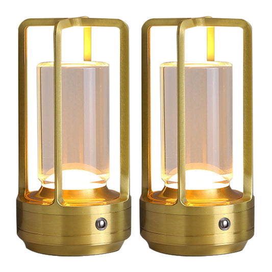 2Pack Cordless LED Table Lamp Portable USB Rechargeable Desk Light 3 Color Stepless Dimmable Night Lamp Used in Bedrooms Bars Coffee Shops Camping Gold