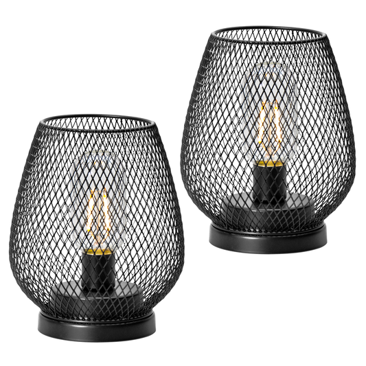 0.5W Metal Cage Light Set of 2 Cordless LED Table Lamp 3 Battery Powered with Soft Warm Light for Indoor Table Decor and Outdoor Weddings Parties Patio Events