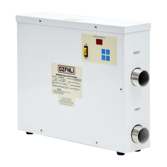 5.5KW/220V Electric Pool Water Heater Temperature Adjustable Digital Heating Thermostat with Fuse/Dry Burn Protection for Swimming Pool Spa and Hot Springs