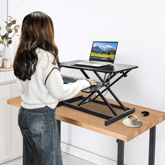 Standing Desk Riser Height 13cm-49cm Height Adjustable Portable Monitor Laptop Stand-Up Desk Dual Mode Sit-to-Stand Tabletop Riser 15kg Load with Spring Lift