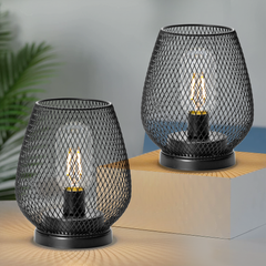 0.5W Metal Cage Light Set of 2 Cordless LED Table Lamp 3 Battery Powered with Soft Warm Light for Indoor Table Decor and Outdoor Weddings Parties Patio Events