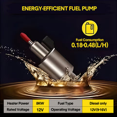 12V/8KW Car Diesel Heater Portable Tent Heater Fast Heating Thermostat 5m Power Cable 6 Level Adjustment for Car Truck Boat RV Campers Caravan Camping