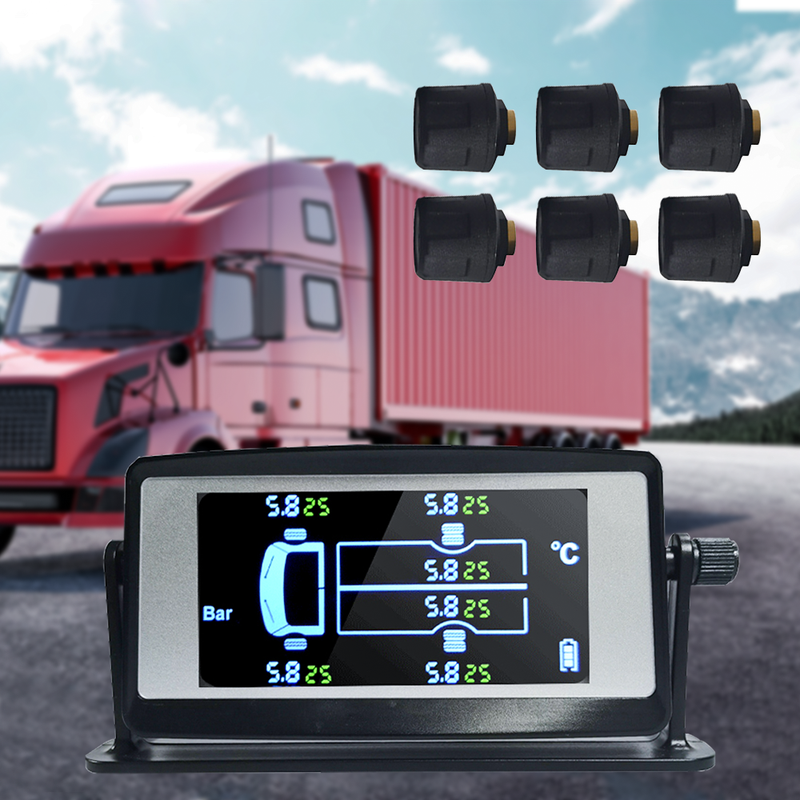Caravan TPMS Truck Trailer Solar Tyre Pressure Monitoring System 6 Wheel Sensors