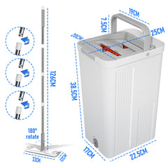 Flat D Set Mop and Bucket Wringer Set with Stainless-Steel Handle 10 Washable and Reusable Microfiber Pads for Hardwood Laminate Floors Tile