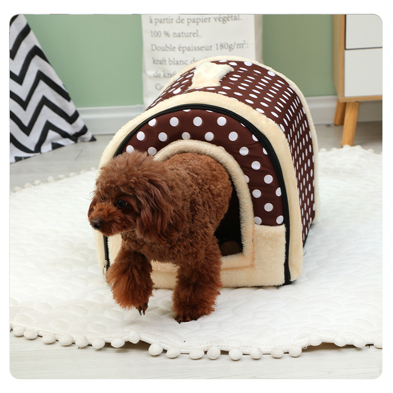 Pet Dog Cat House Kennel Soft Igloo Bed Cave Puppy Doggy Bed Warm Cushion Beds