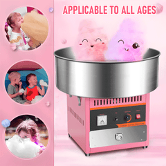 Alston 1000W Commercial Electric Cotton Candy Machine Sugar Fairy Floss Maker For Family Party with Stainless Steel Bowl Storage Drawer Pink Color