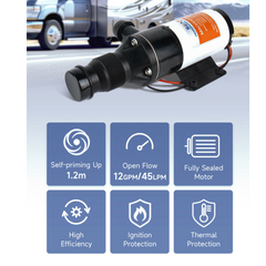 SEAFLO 12V 01-Series DC Macerator Pump – 12GPM Marine Waste Pump with Sealed Motor, 4-Blade Chopper, Ignition Protection, Corrosion-Resistant Design