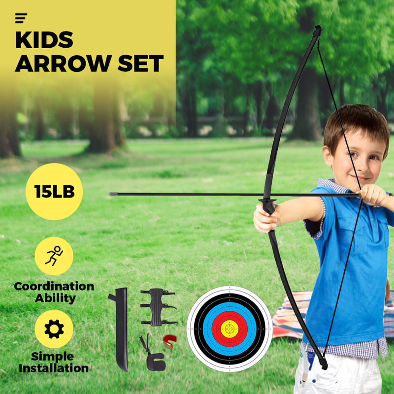 Kids Junior Bow and Arrow Recurve Archery Set Target 15LB