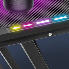 ALSTON 120cm Large Gaming Desk Computer Desk Z-Frame Racer Table with RGB Lights Cup Holder and Headphone Hook for Home Office Gaming Setup 120x60x73cm