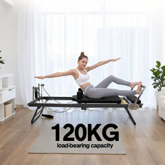Pilates Reformer Foldable Pilates Machine Core Pilates Bed Max Load 120kg with Adjustable Resistance Fit Various Heights for Home Gym Workouts Save Space