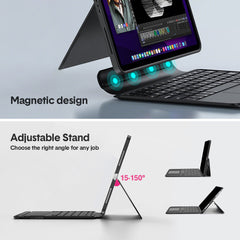 iPad Pro Air11 Inch Case with Keyboard Light Weight Keyboard Case with Built-in Battery Easy-Set Magnetic Stand Removable Protective Case Black